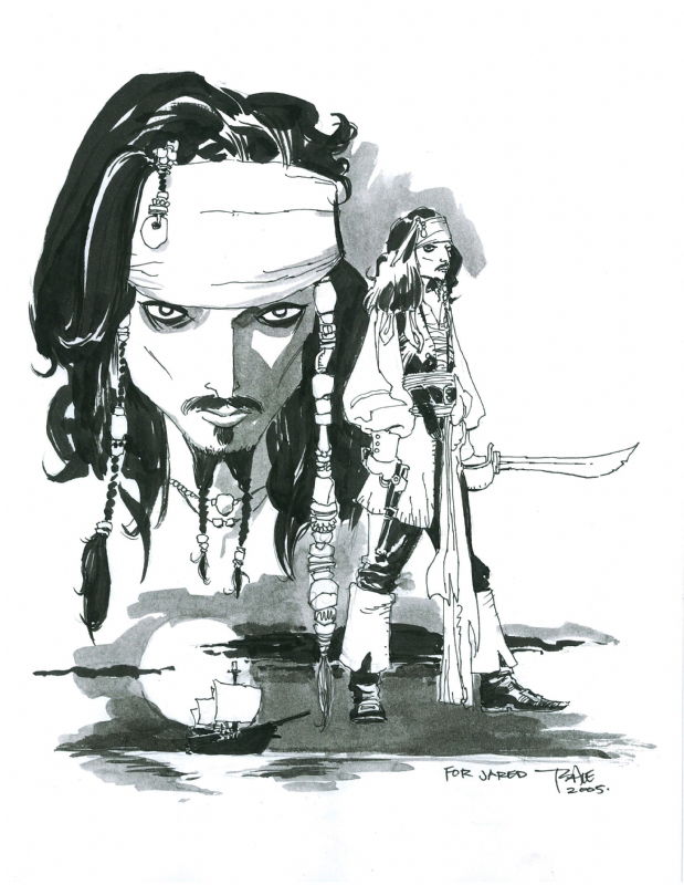 Captain Jack Sparrow By Tim Sale In Jared Michalskis Tim Sale Commissions Comic Art Gallery Room 9160